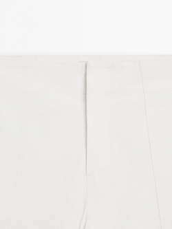 Massimo Dutti Широкие брюки с декоративными швами - Studio, кремовый