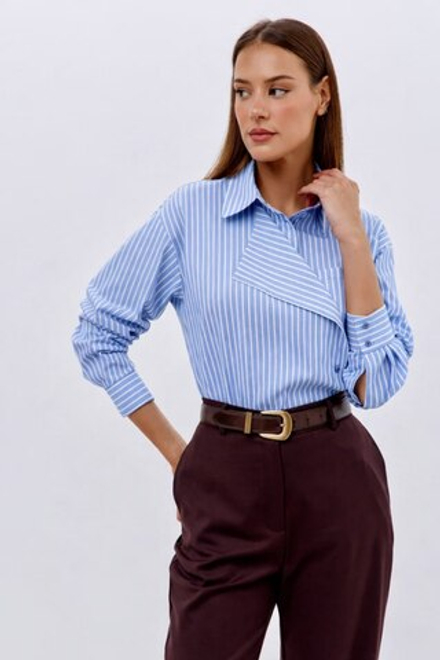 Рубашка с крупным воротником-стойкой