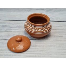 Горшок 250 мл d 8 см h7 см с крышкой "Псковский" керамика ПГ [1]