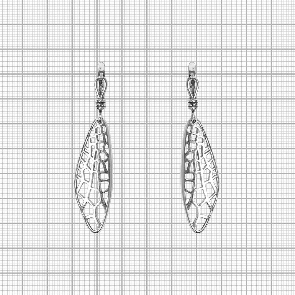 "Эртила" серьги в серебряном покрытии из коллекции "Витраж" от Jenavi с английским замком