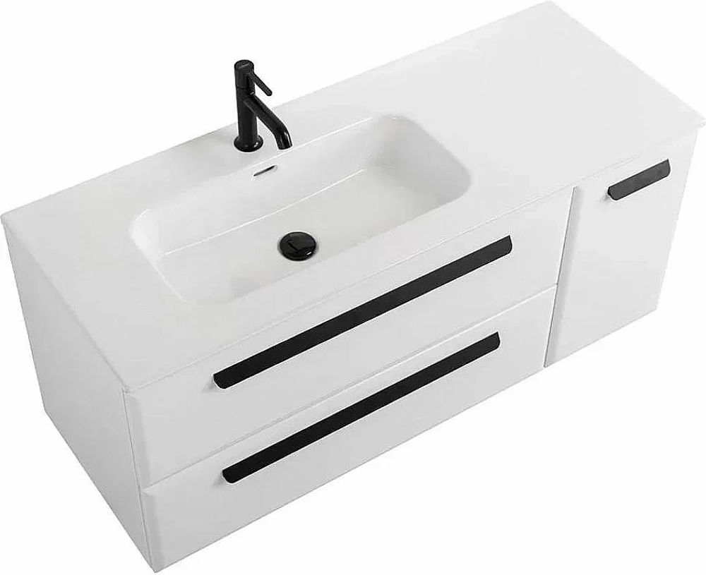 Тумба с раковиной Cezares ECO-CER-N 120 ECO-CER-N-1200-2C-1A-SO-BL белая глянцевая