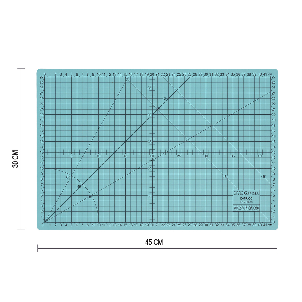 Мат для резки двусторонний ПВХ 45 см х 30 см "Gamma" DKR-03