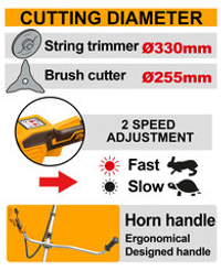 Аккумуляторный триммер BL 40В без АКБ и ЗУ INGCO CSTLI20018 INDUSTRIAL