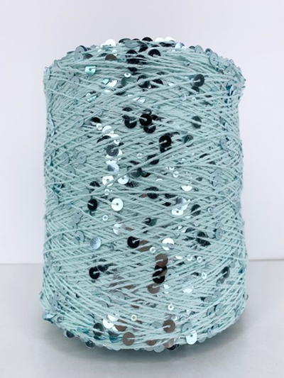 GLAMOUR хлопок, пайетки 240м/100гр цвет: ментоловый, зеркальные ментоловые пайетки. MP