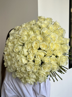 .Букет из белой розы (40см) 101 шт под ленту