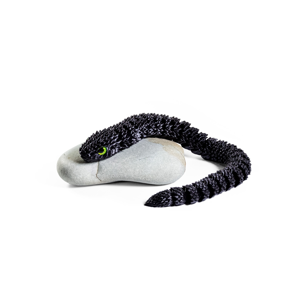 Фигурка змеи, змея игрушка антистресс "шипастая", чёрная, 32 см.