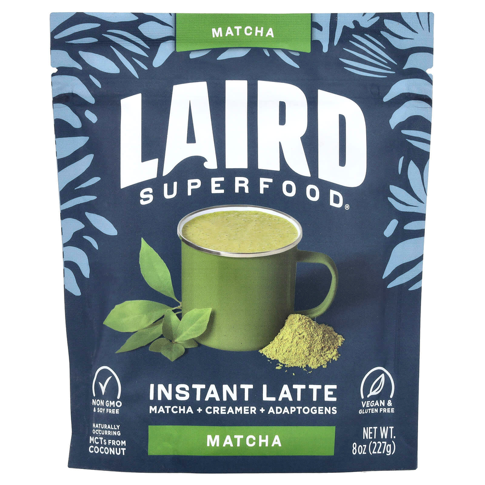 Laird Superfood, Растворимый латте, матча + крамер + адаптогены, матча, 227 г (8 унций)