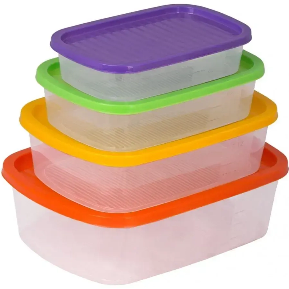 Набор прямоугольных контейнеров 4 шт 0,5;1,0;1,6;2,3 л BioFresh микс