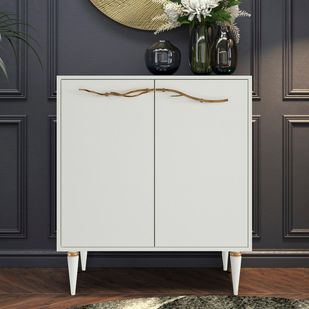 Комод Арт Колор matte Классик Голд с 2 полками Белый опал матовый