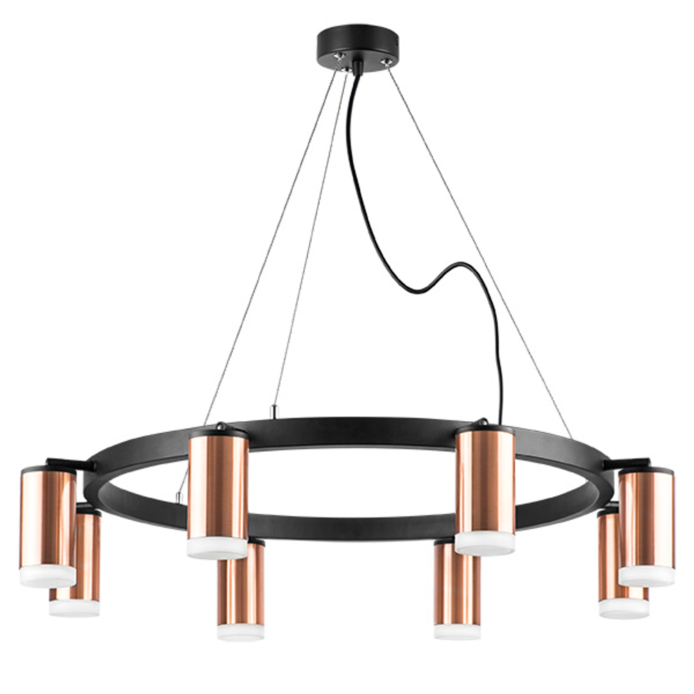 LR0183080 Люстра RULLO 8х50W GU10 ЧЕРНЫЙ/МЕДЬ (571018+214430-8+202430-8)