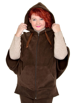 Толстовка-пончо из флиса, шоколадный