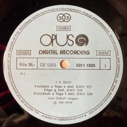 Винтажная виниловая пластинка LP J. S. Bach И. С. Бах, Ivan Sokol Иван Сокол Орган Organ Compositions, BWV 537, 578, 534, 590, 543 (Чехословакия 1988)