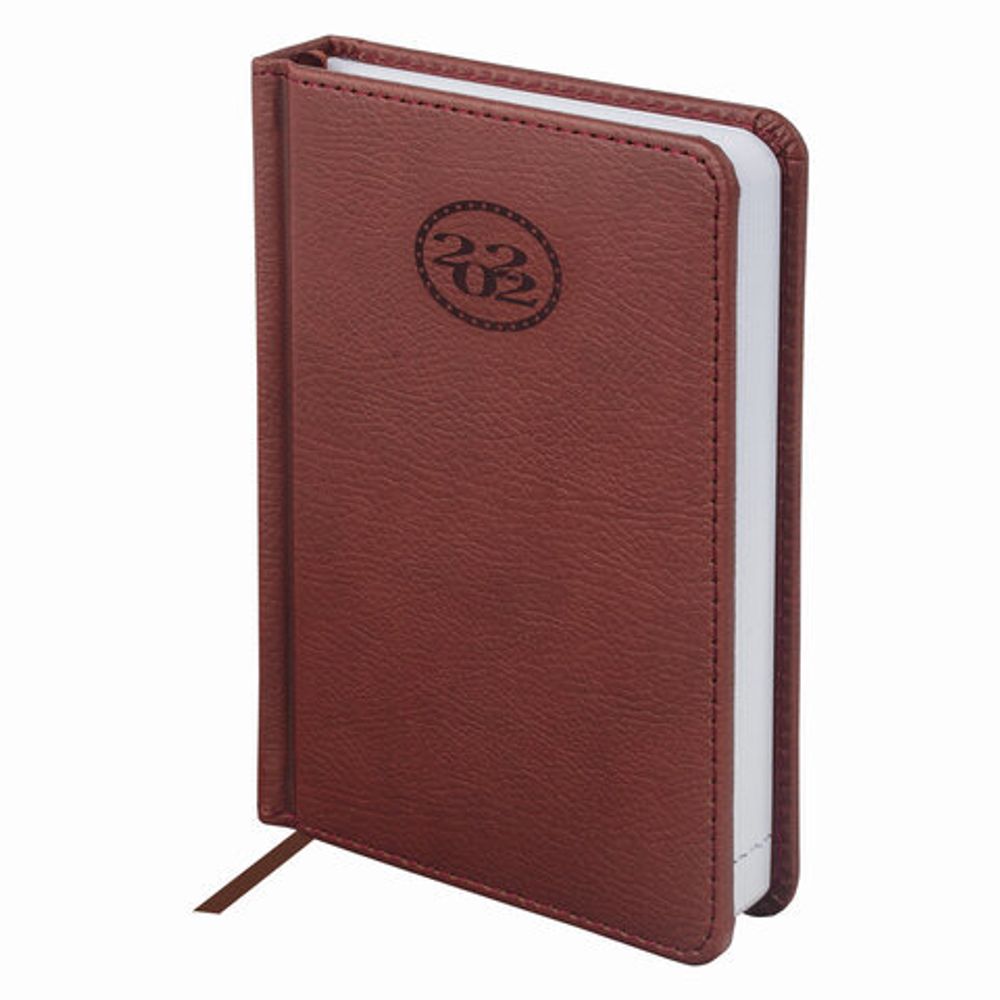 Ежедневник датированный 2022 МАЛЫЙ ФОРМАТ 100х150 мм А6, BRAUBERG "Favorite", под кожу, коричневый, 112912