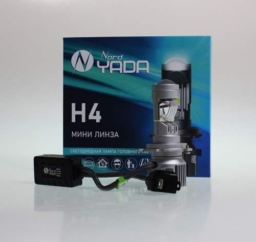 Лампа H4 12-48V LED 40W 4000LM 6000K линза CANBUS 2 шт (Nord Yada)