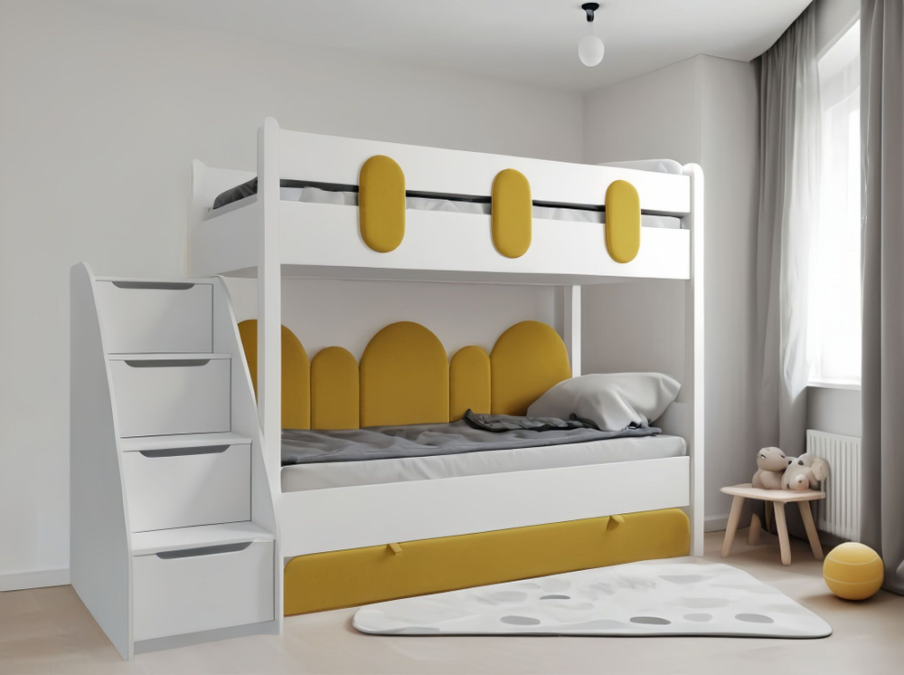 Двухъярусная кровать, Офелия, без лестницы желтый