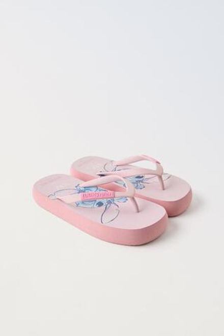 ZARA ШЛЕПАНЦЫ LILO & STITCH © DISNEY С ПЕРЕМЫЧКОЙ МЕЖДУ ПАЛЬЦАМИ, РОЗОВЫЙ
