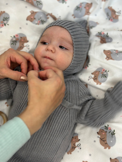 Вязаный комплект (Комбинезон на пуговицах+чепчик) Дождь хлопок RinaAmari