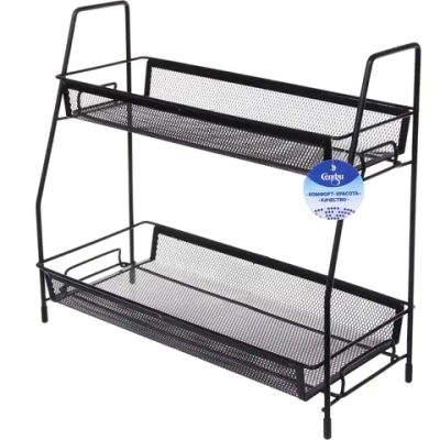 Этажерка настольная хозяйственная универсальная «ФАНАДЕРО», цвет черный, 36*17*33см (лейбл Селфи)