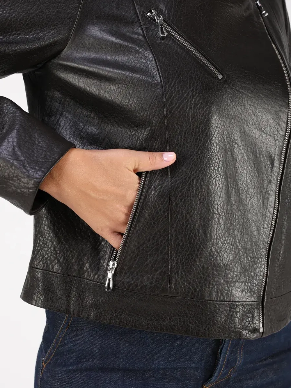 Кожаная куртка демисезонная косуха оверсайз