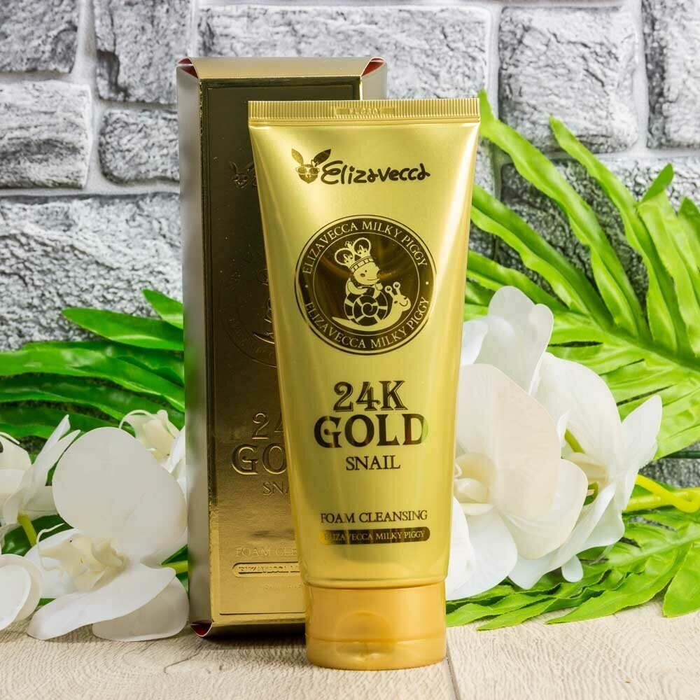 Пенка для умывания с муцином улитки и золотом Elizavecca 24k Gold Snail Cleansing Foam