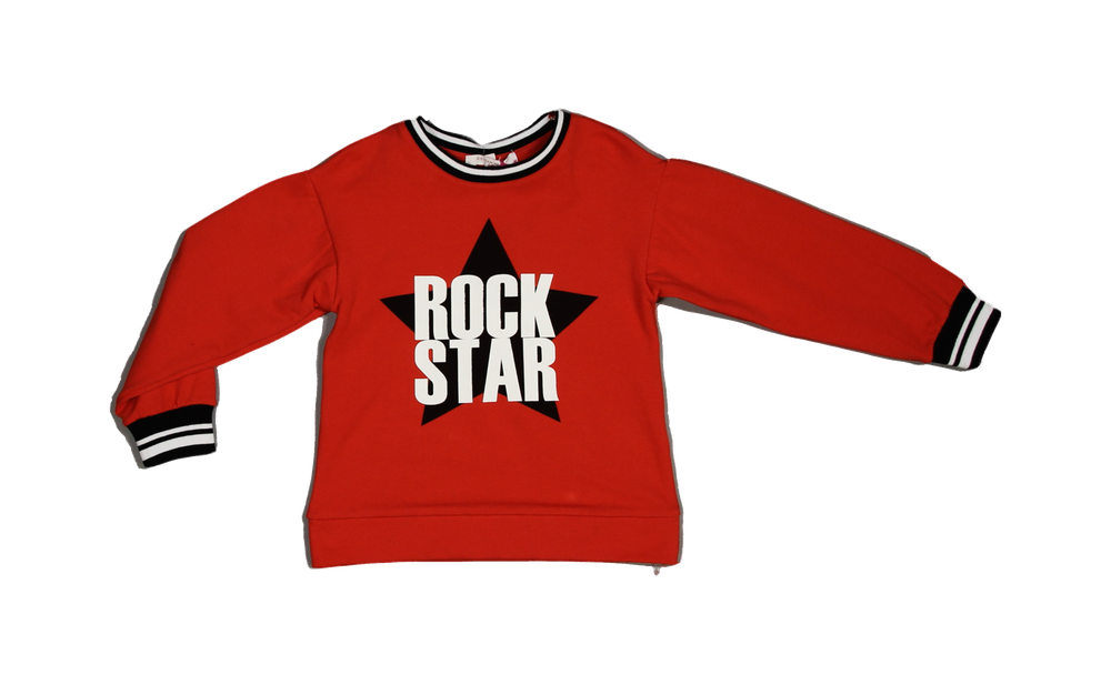 Свитшот SILVIAN HEACH Красный/Термопринт: звезда, Rock Star/Бело-черная отделка Девочка