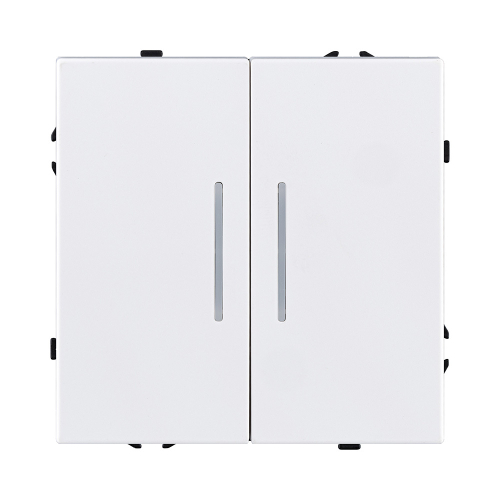 Выключатель 2-клавишный 10А/250В с LED подсветкой, белый матовый Kollinger Eclipse EC-010WH