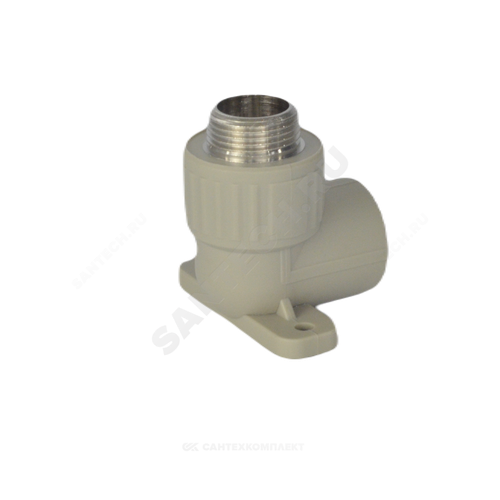 Угольник PP-R комбинированный серый Дн 20х3/4" НР с креплением VALFEX 10121120Г