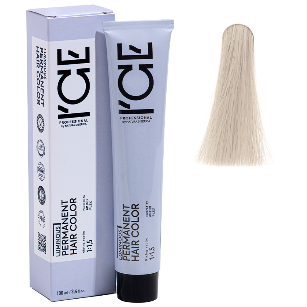 12.1 крем-краска ICE Permanent супер блонд пепельный - 100 мл.
