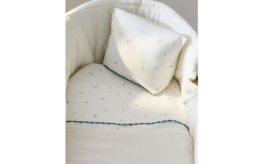 Комплект постельного белья Zara Home, 75х100 см, хлопок 100%, с растительным принтом, 1661/499