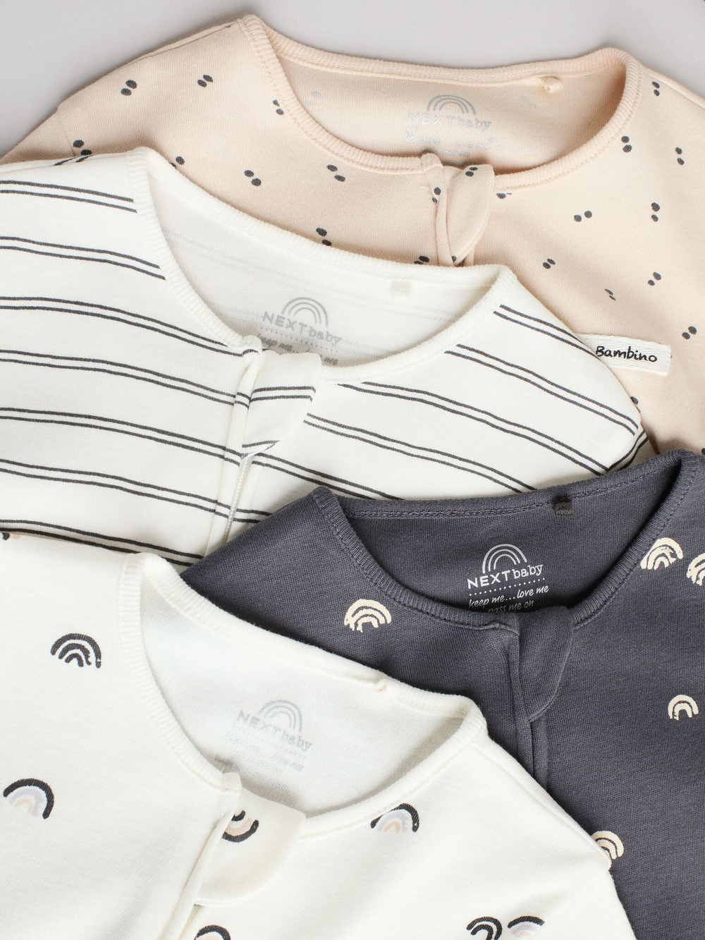 Комбинезон / Cлип для малышей Next E19-698, 3 шт., Молочный, Бежевый, Темно-серый