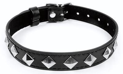 Черный ошейник с серебристыми ромбиками (Цвет: черный с серебристым)