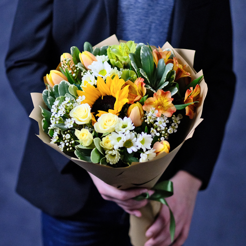 Купить Букет #432 с подсолнухом