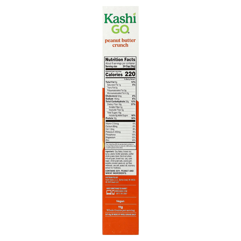 Kashi, GO®, хлопья с протеином и клетчаткой, хрустящая арахисовая паста, 479 г (16,9 унции)