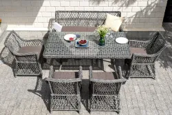 "Катания" обеденная группа плетеная на 6 персон, цвет графит