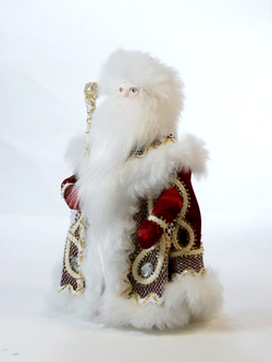 Кукла коллекционная Дед Мороз в кружевной шубе