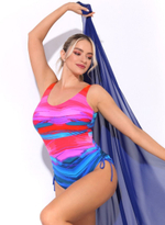 Слитный купальник с кулисками по бокам (Размер: E/L) (Цвет: голубой)