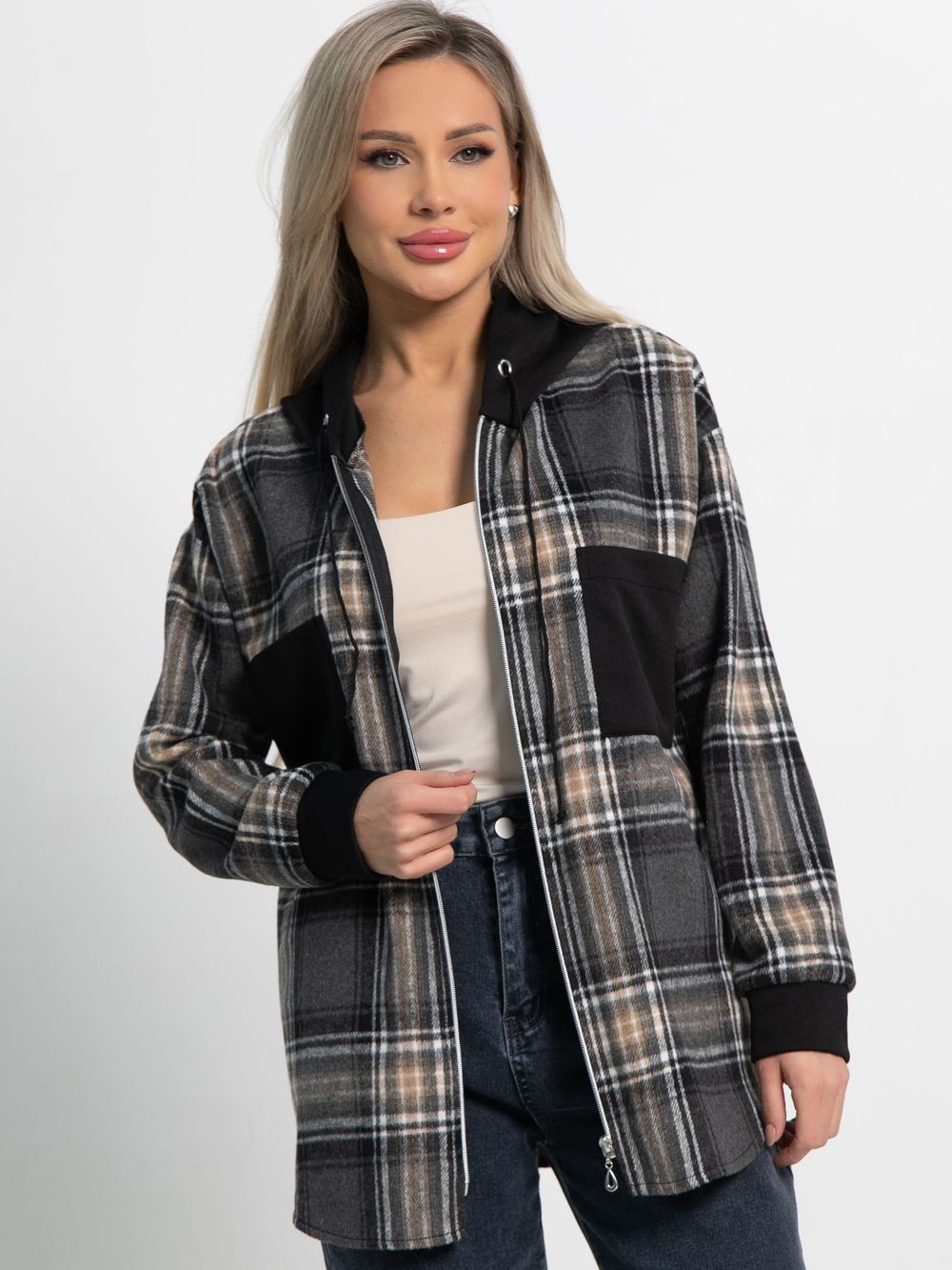 Рубашка Больше чем стиль НЬЮ (серо-бежевая) Б15125-50М LT Collection