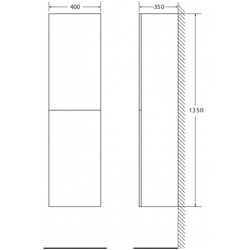 Шкаф пенал BelBagno Luce 40 LUCE-1350-2A-SC-PL подвесной Polissandro