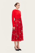 Красная юбка-миди с цветочным принтом "Фелиция"