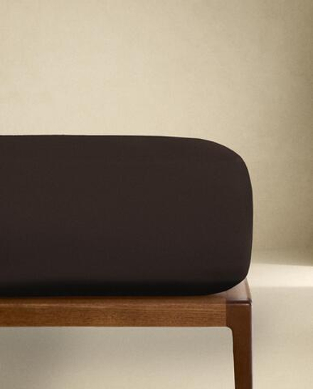 Zara Home - Атласная простыня с эластичной лентой, высота 30 см (вес 300 нитей), коричневый, 160х200х30 см