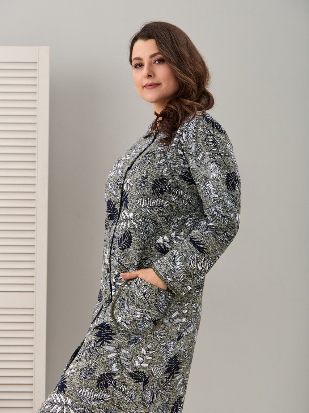 Халат Х-138/рогожка-листья