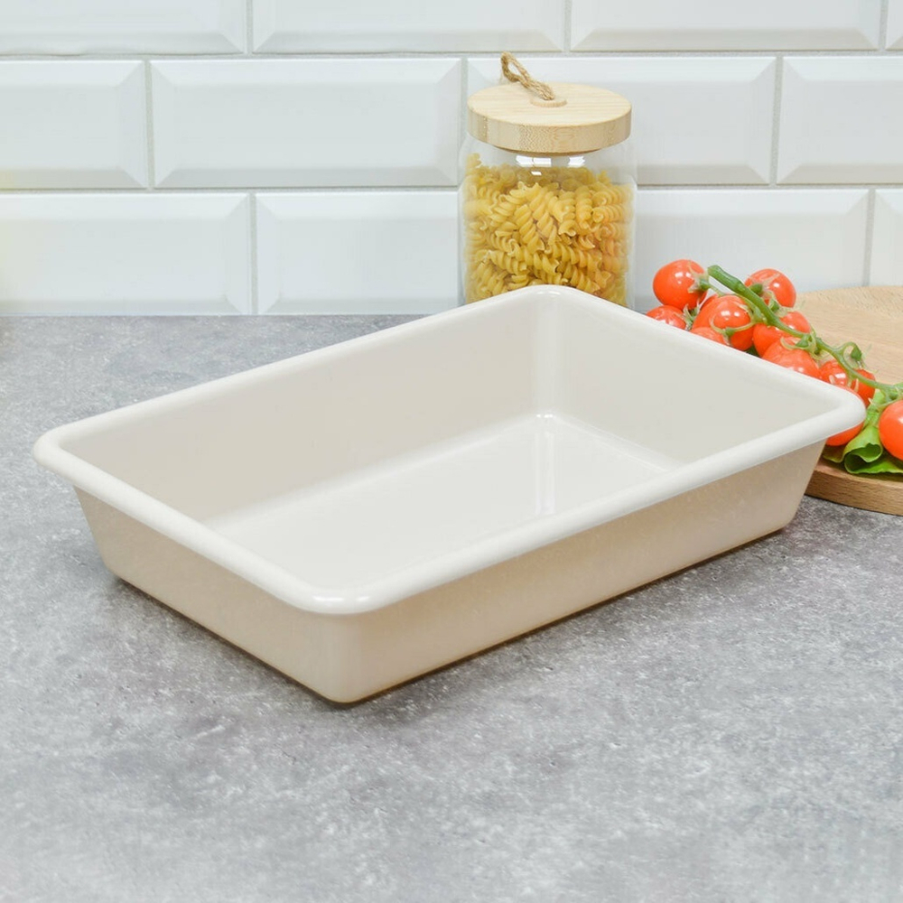 Лоток прямоугольный 3,5л 340*230*68мм, цвет слоновая кость, №8