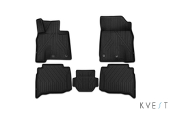 Коврики Premium, KVEST 3D в салон для LEXUS RX, 2015- , 4 шт. (полиуретан, чёрные ковры с чёрным кантом) Kvest.KVESTLEX00001K