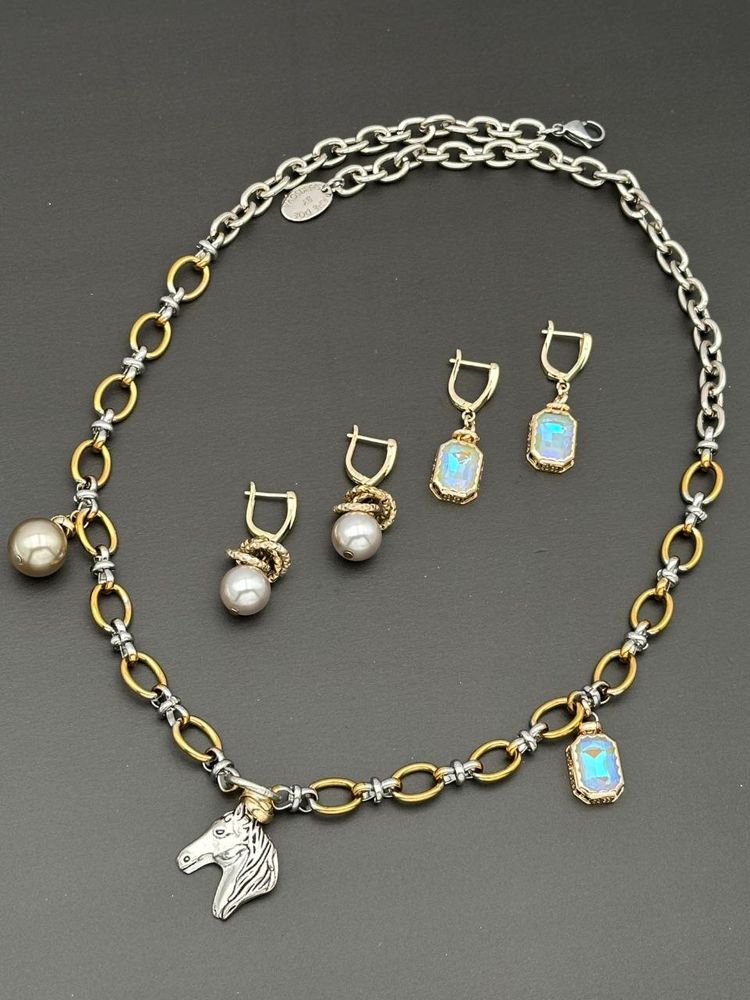 HMG 1315 Steel Crystals Колье mix арт.2100