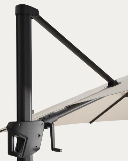 Бежевый консольный зонт Noli с графитовой алюминиевой конструкцией, 300 x 300 см