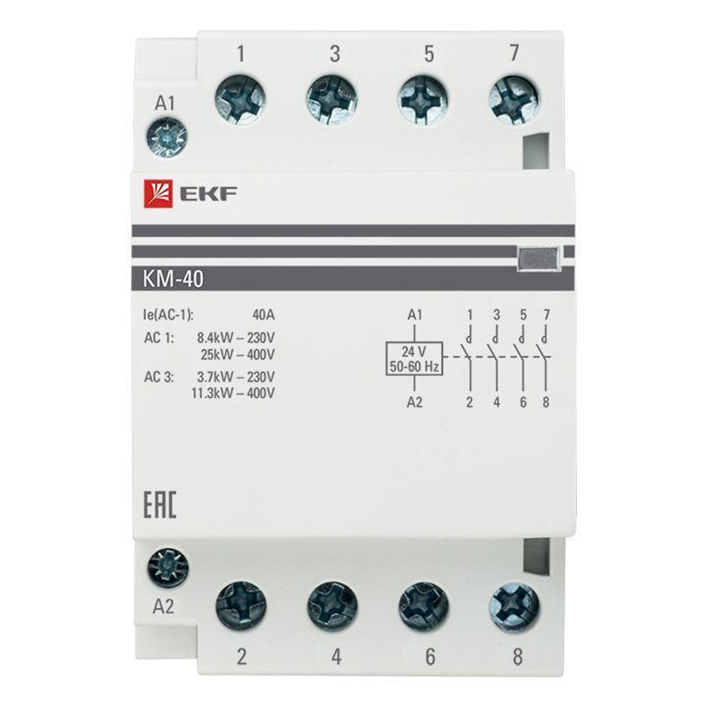 Контактор модульный КМ 40А 4NО (3 мод.) 24В АС PROxima EKF km-3-40-40-24v