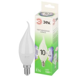 Лампочка светодиодная ЭРА GREEN LINE LED BXS-10W-865-E14 GL E14 10 Вт свеча на ветру холодный свет