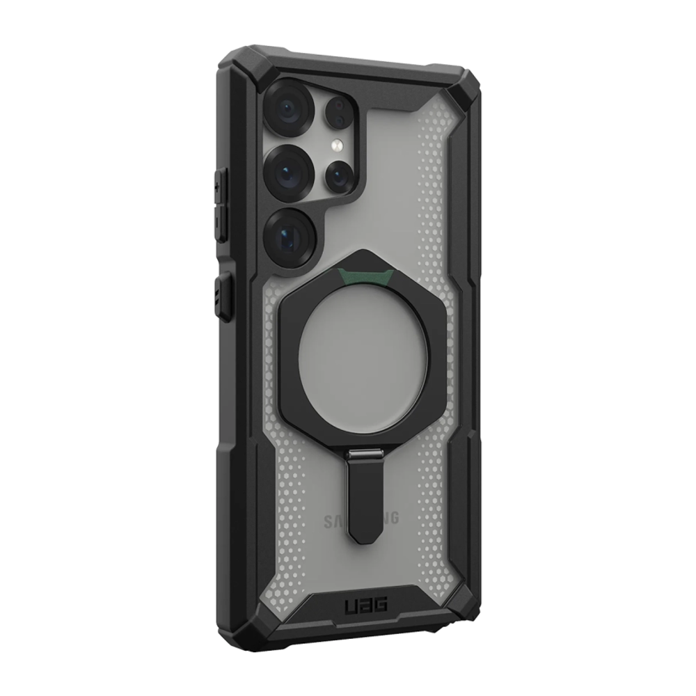 Защитный прозрачный чехол MagSafe с подставкой UAG Plasma XTE для Samsung Galaxy S25 Ultra Полупрозрачный композитный гибридный чехол со встроенной подставкой и высоким уровнем защиты при падении