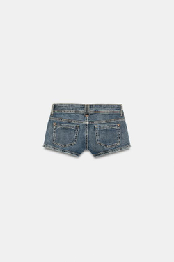 ZARA ДЖИНСОВЫЕ МИНИ-ШОРТЫ TRF С НИЗКОЙ ПОСАДКОЙ, ВЫЦВЕТШИЙ СИНИЙ