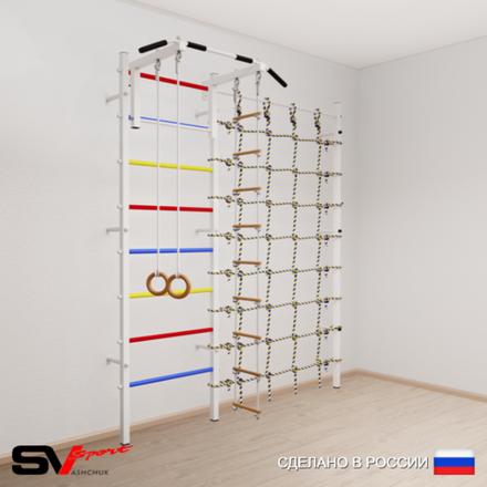 Шведская стенка Sv Sport усиленная 6170 (Турник стандарт/Кольца/Лестница/Канатный лаз)